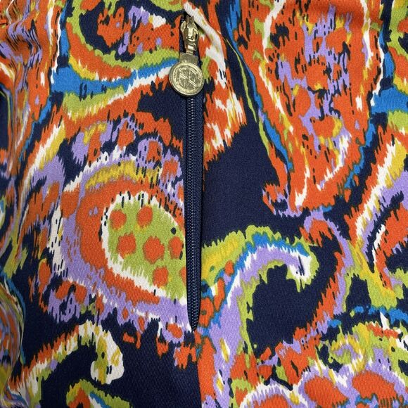 Tracy Negoshian Small Dress Blue Orange Paisley Game Day Stretch 3/4 Sleeve NWT - Picture 6 of 10